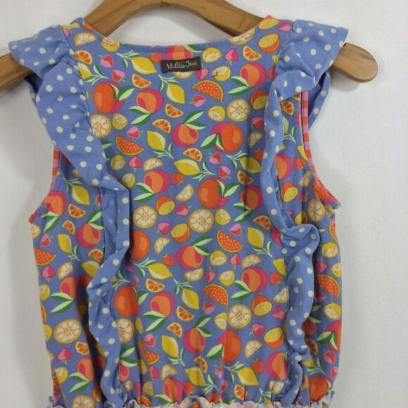 Matilda Jane Girls Tutti Fruity Colorful Fruit Print Ruffled Romper Multi 14 - Picture 11 of 11